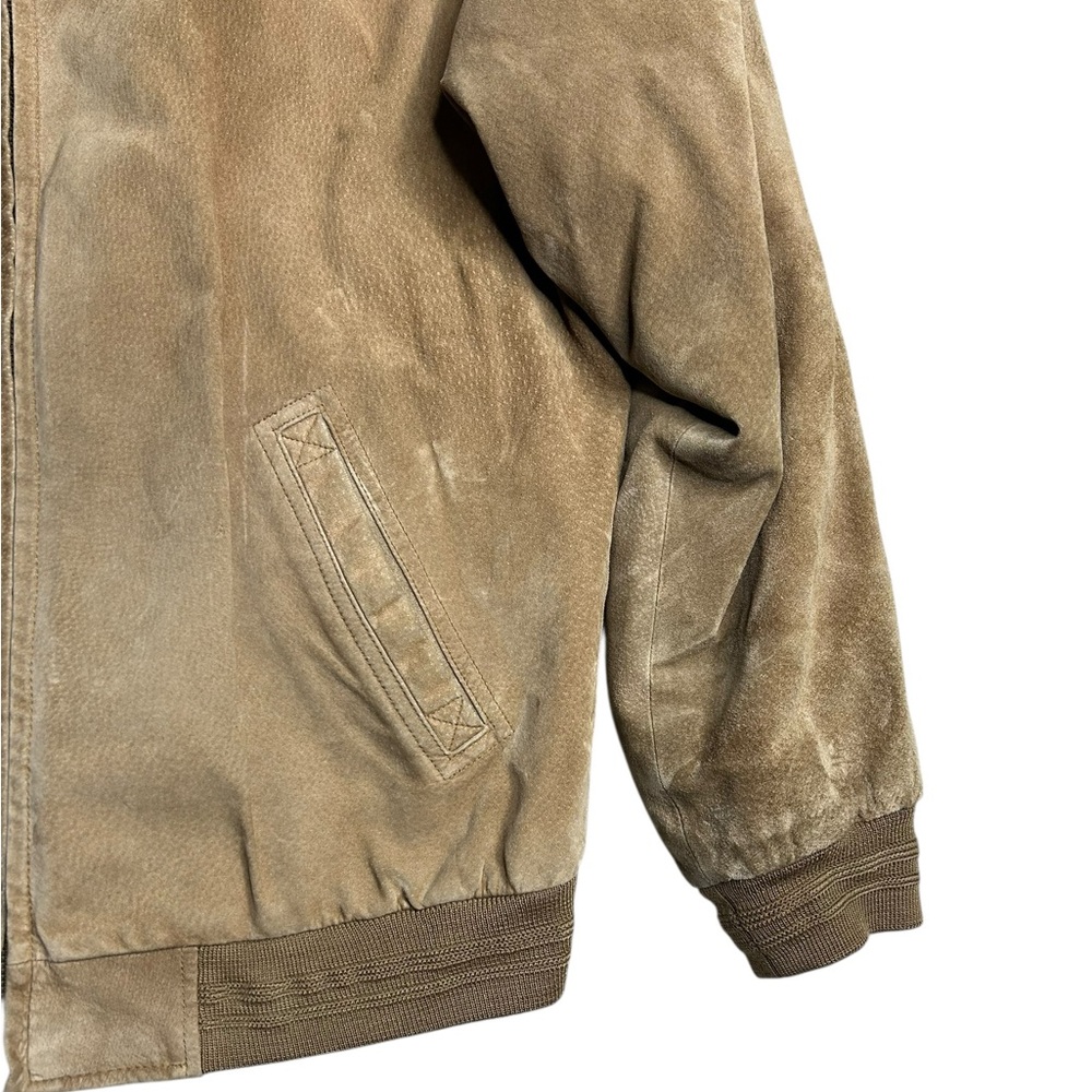 Roundtree‎ & Yorke Men’s Tan Suede Leather Bomber Jacket Size Medium - Picture 3 of 8